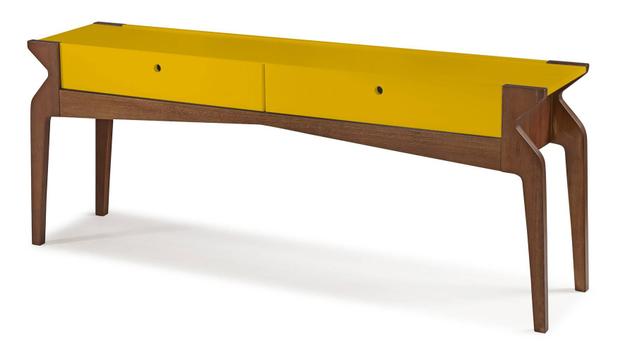 Aparador Brasa 2 Gavetas Cor Cacau Com Amarelo - 29178 - Sun house Menor preço em Aparador Brasa 2 Gavetas Cor Cacau Com Amarelo - 29178 - Sun house