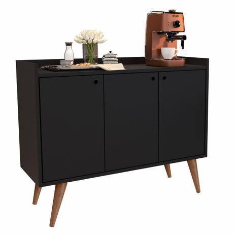 Aparador Buffet Retrô 3 Portas Wood Prime - Preto Fosco - RPM Móveis é boa?