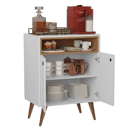 Aparador Sala Buffet Retrô Pés Palito Em Madeira Maciça - Paris Duas Portas - Branco Com Freijó - Lojas GD Menor preço em Aparador Sala Buffet Retrô Pés Palito Em Madeira Maciça - Paris Duas Portas - Branco Com Freijó - Lojas GD