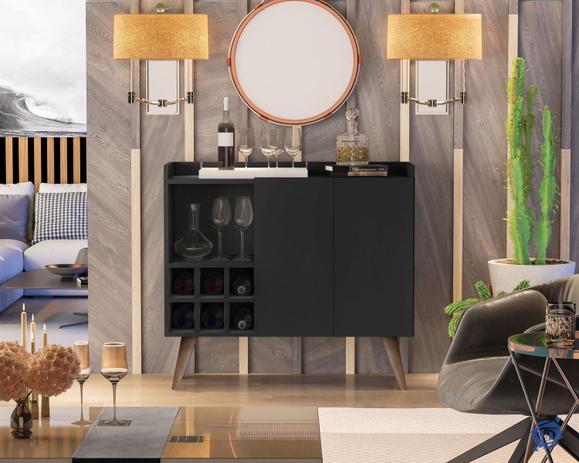 Aparador Sala Com Adega Buffet Retrô Pés Palito Moon 2 Portas - Cores Diversas - Lojas GD Menor preço em Aparador Sala Com Adega Buffet Retrô Pés Palito Moon 2 Portas - Cores Diversas - Lojas GD