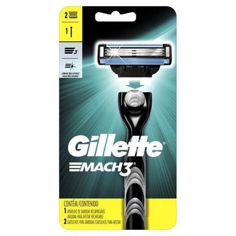 Aparelho de Barbear Gillette Mach 3 Com 2 Cargas Menor preço em Aparelho de Barbear Gillette Mach 3 Com 2 Cargas