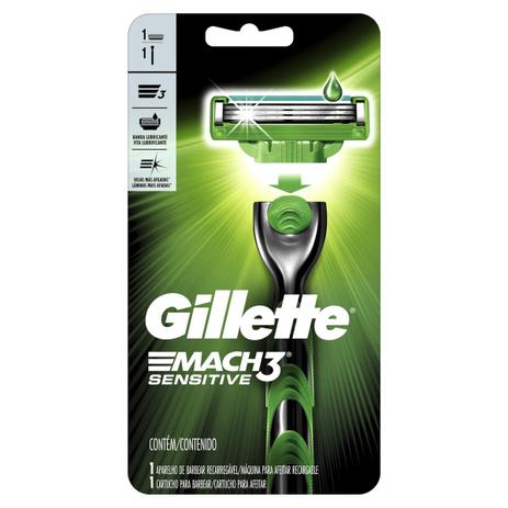 Aparelho de Barbear Gillette Mach 3 Turbo Aloe Sensitive Menor preço em Aparelho de Barbear Gillette Mach 3 Turbo Aloe Sensitive