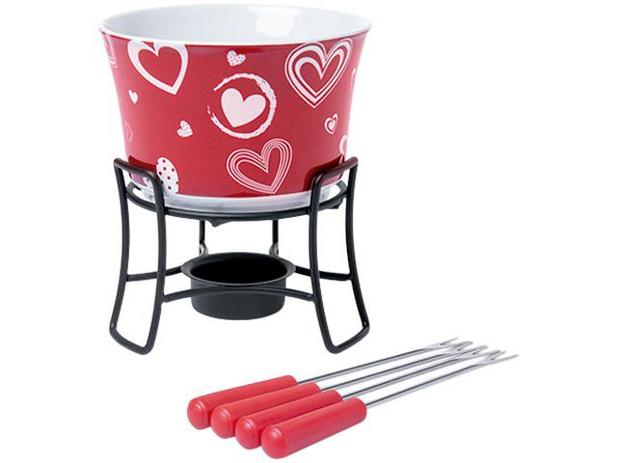 Aparelho de Fondue Cerâmica Brinox Vermelho - 6 Peças 1256104 - Magazine Cbeneficio
