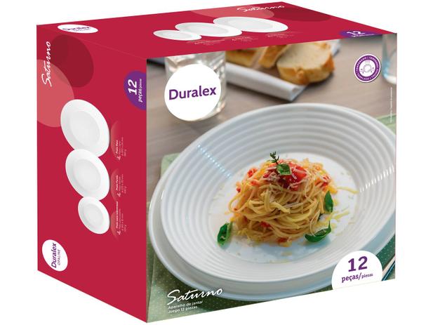 Aparelho de Jantar 12 Peças Duralex Vidro Redondo – Branco Saturno
