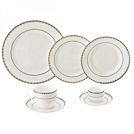 Aparelho de Jantar 42 Peças Porcelana Alto Relevo Wolff Rojemac Branco/Azul/Dourado Menor preço em Aparelho de Jantar 42 Peças Porcelana Alto Relevo Wolff Rojemac Branco/Azul/Dourado