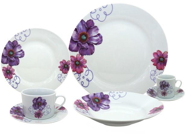 Aparelho de Jantar Chá e Café 42 Peças - WordColletion Porcelana Redondo Branco Loly