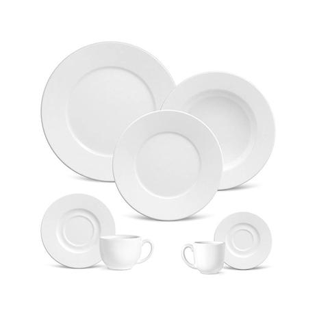 Aparelho de Jantar com 42 Peças Mônaco Branco - Porto brasil Menor preço em Aparelho de Jantar com 42 Peças Mônaco Branco - Porto brasil