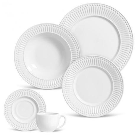Aparelho de Jantar Completo Porto Brasil - Roma Branco (30 Peças) Menor preço em Aparelho de Jantar Completo Porto Brasil - Roma Branco (30 Peças)