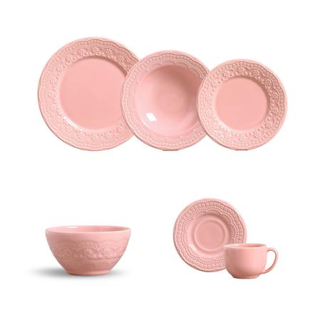 Aparelho de jantar madeleine rosa 30 pcs mais 6 bowls porto brasil Menor preço em Aparelho de jantar madeleine rosa 30 pcs mais 6 bowls porto brasil