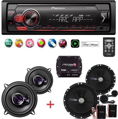 Aparelho Som Pioneer Mvh-S118ui + Kit Alto Falante + Módulo Menor preço em Aparelho Som Pioneer Mvh-S118ui + Kit Alto Falante + Módulo