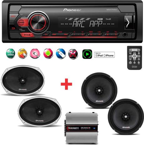 Aparelho Som Pioneer Usb + Kit Alto Falante Snake + Módulo Menor preço em Aparelho Som Pioneer Usb + Kit Alto Falante Snake + Módulo