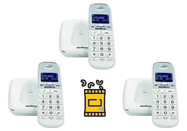 Aparelho Telefone Fixo Mesa sem fio Com 2 Ramal Bina TS 63 V - Intelbras Menor preço em Aparelho Telefone Fixo Mesa sem fio Com 2 Ramal Bina TS 63 V - Intelbras