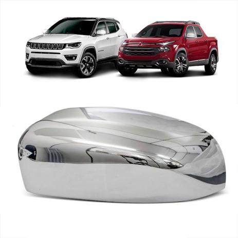 Aplique Cromado Para Retrovisor Fiat Toro 2016 em diante Jeep Compass 2016 em diante Lado Esquerdo - Shekparts Menor preço em Aplique Cromado Para Retrovisor Fiat Toro 2016 em diante Jeep Compass 2016 em diante Lado Esquerdo - Shekparts