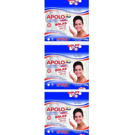 Apolo Algodão Bolinha 100g (Kit C/03) Menor preço em Apolo Algodão Bolinha 100g (Kit C/03)