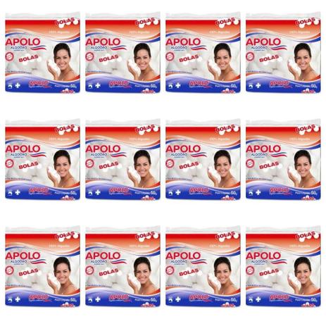 Apolo Algodão Bolinha 50g (Kit C/12) Menor preço em Apolo Algodão Bolinha 50g (Kit C/12)