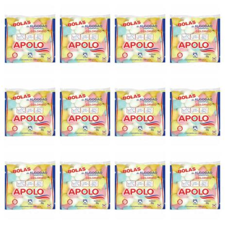 Apolo Algodão Bolinha Colorido 50g (Kit C/12) Menor preço em Apolo Algodão Bolinha Colorido 50g (Kit C/12)