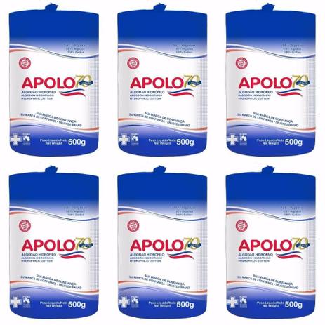 Apolo Algodão Rolo 500g (Kit C/06) Menor preço em Apolo Algodão Rolo 500g (Kit C/06)