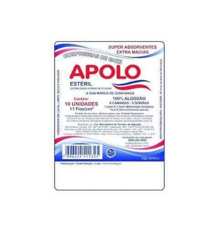 Apolo Compressa Gaze 11 Fios Estéril C/10 Menor preço em Apolo Compressa Gaze 11 Fios Estéril C/10