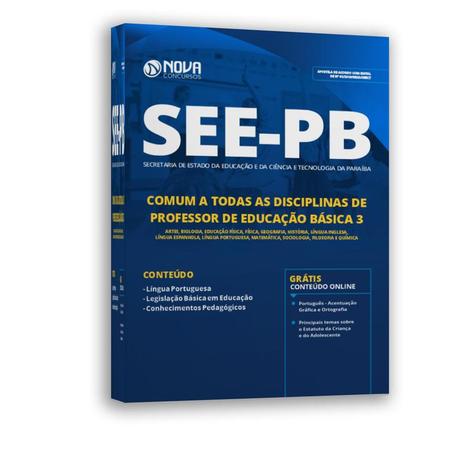 Apostila See-Pb 2019 - Comum Professor De Educação Básica 3 - Editora nova oficial Menor preço em Apostila See-Pb 2019 - Comum Professor De Educação Básica 3 - Editora nova oficial