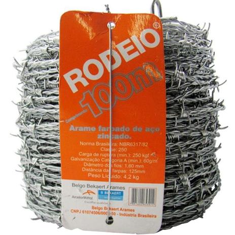 Arame Farpado Fio 16 Rolo Com 100 Metros Belgo Bekaert Menor preço em Arame Farpado Fio 16 Rolo Com 100 Metros Belgo Bekaert