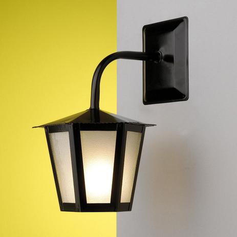Arandela Colonial Sextavada Pequena 01 E27 - Preto - Ideal iluminação Menor preço em Arandela Colonial Sextavada Pequena 01 E27 - Preto - Ideal iluminação