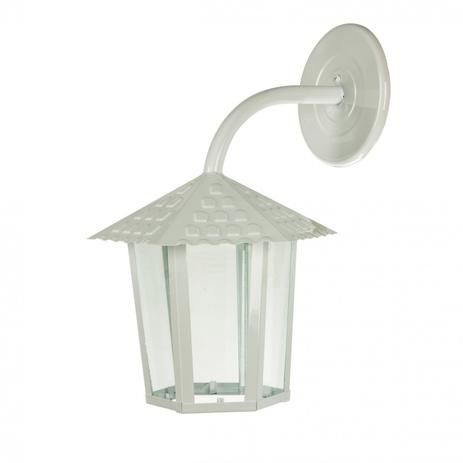 Arandela Colonial Sextavada Vidro Liso Blumenau Branco Menor preço em Arandela Colonial Sextavada Vidro Liso Blumenau Branco
