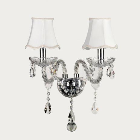 Arandela de Cristal Cúpula Clássica Dupla Maria Thereza Transparente - Bella light Menor preço em Arandela de Cristal Cúpula Clássica Dupla Maria Thereza Transparente - Bella light