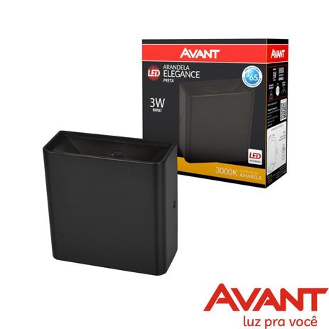 Arandela de Led Elegance Pt IP65 2 Fachos 3W3000K Biv Avant Menor preço em Arandela de Led Elegance Pt IP65 2 Fachos 3W3000K Biv Avant