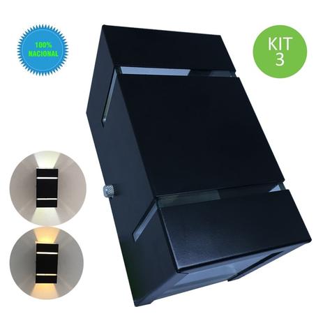 Arandela De Parede E Muro Externa Frisada Preta + Lâmpada Led 110V Kit 3 - Bady lux Menor preço em Arandela De Parede E Muro Externa Frisada Preta + Lâmpada Led 110V Kit 3 - Bady lux
