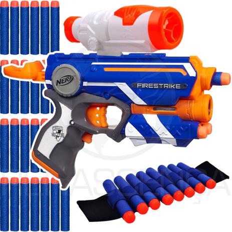 Arma Nerf Strike + Colete + Pulseira + 30 Dardos Brinquedo