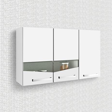 Armário Aéreo 3 Portas Lívia Branco - CHF - Chf móveis Menor preço em Armário Aéreo 3 Portas Lívia Branco - CHF - Chf móveis