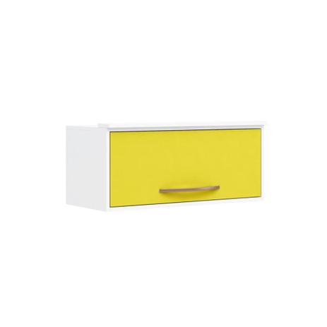 Armário Aéreo com Porta Basculante em Mdp 35x80cm Branco E Amarelo - Albatroz Menor preço em Armário Aéreo com Porta Basculante em Mdp 35x80cm Branco E Amarelo - Albatroz