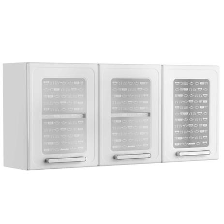 Armário Aéreo de Aço 3 Portas com Vidro Temperado 7009 Gourmet Bertolini Branco Menor preço em Armário Aéreo de Aço 3 Portas com Vidro Temperado 7009 Gourmet Bertolini Branco
