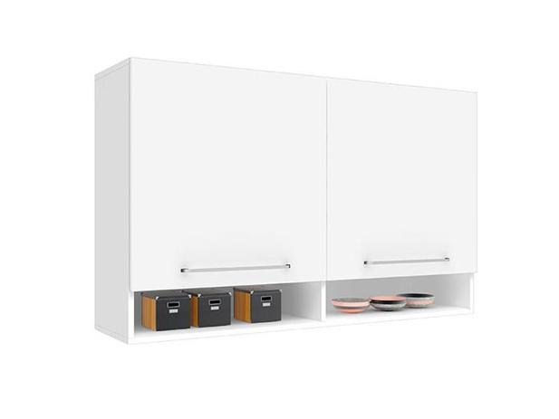 Armario aereo duplo c/ nicho(1,20m) color branco lacca - Zanzini Menor preço em Armario aereo duplo c/ nicho(1,20m) color branco lacca - Zanzini