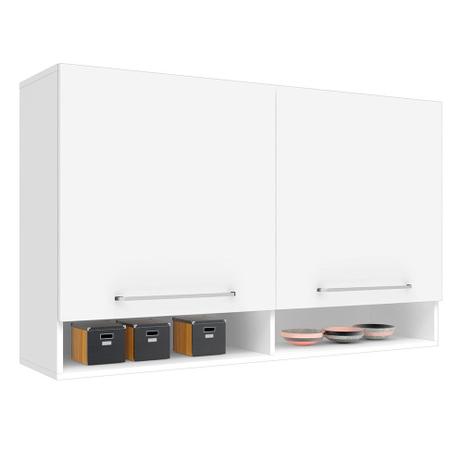 Armário Aéreo Duplo Color 2 Portas 2 Nichos Branco - Zanzini Menor preço em Armário Aéreo Duplo Color 2 Portas 2 Nichos Branco - Zanzini