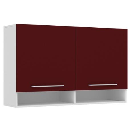 Armário Aéreo Duplo Zanzini Color 2 Portas 2 Nichos Branco E Bordô - Zanzini móveis Menor preço em Armário Aéreo Duplo Zanzini Color 2 Portas 2 Nichos Branco E Bordô - Zanzini móveis