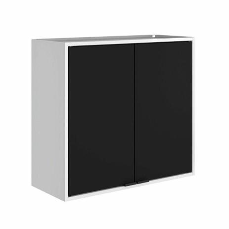 Armário Aéreo Multiúso Itatiaia Smart - 2 Portas - Branco c/ Preto Menor preço em Armário Aéreo Multiúso Itatiaia Smart - 2 Portas - Branco c/ Preto