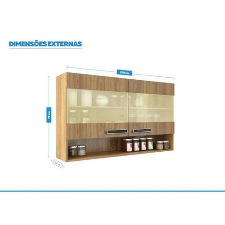 Armário Aéreo New Jazz 2 Portas De Vidro Itatiaia Freijó 1,20m - Itatiaia Moveis Menor preço em Armário Aéreo New Jazz 2 Portas De Vidro Itatiaia Freijó 1,20m - Itatiaia Moveis