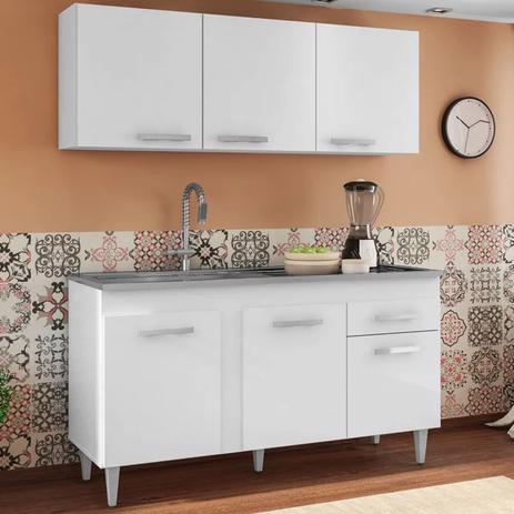 Armário Aéreo Parma e Balcão Gabinete de Pia Montreal 150cm Branco - Lumil Móveis é ruim? Armário Aéreo Parma e Balcão Gabinete de Pia Montreal 150cm Branco - Lumil Móveis é boa?