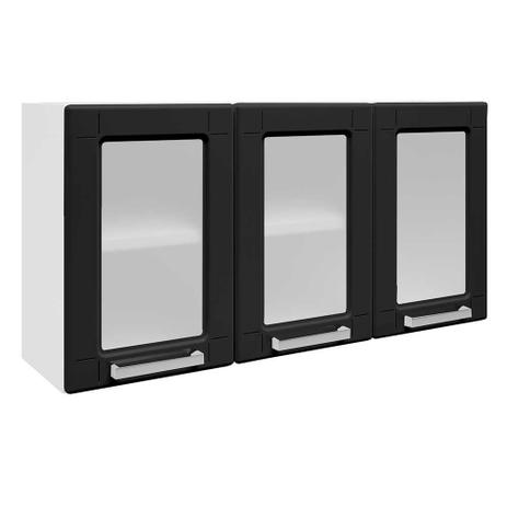 Armário Aéreo Triplo 6010 Bertolini Branco/Preto Menor preço em Armário Aéreo Triplo 6010 Bertolini Branco/Preto