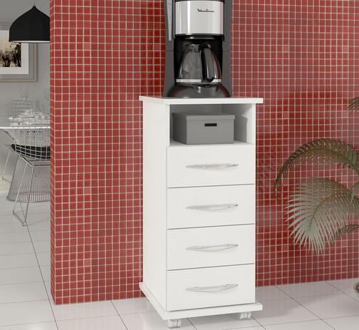Armário Balcão 4 Gavetas Branco Multiuso Escritório Quarto - Clickforte Menor preço em Armário Balcão 4 Gavetas Branco Multiuso Escritório Quarto - Clickforte