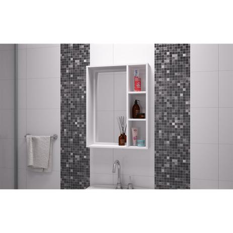 Armário Balcão Aéreo Para Banheiro Versa Branco com Espelho - Brv móveis ltda Menor preço em Armário Balcão Aéreo Para Banheiro Versa Branco com Espelho - Brv móveis ltda