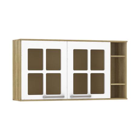 Armário com Nicho Luciane 120 cm 2 Portas com Vidro Pet Janelinhas Menor preço em Armário com Nicho Luciane 120 cm 2 Portas com Vidro Pet Janelinhas