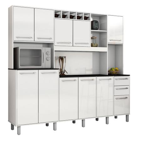 Armário Cozinha Completa Valdemóveis Petra Branca - Valdemoveis Menor preço em Armário Cozinha Completa Valdemóveis Petra Branca - Valdemoveis