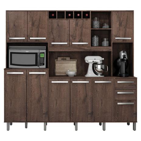 Armário Cozinha Completa Valdemóveis Petra Castanho - Valdemoveis Menor preço em Armário Cozinha Completa Valdemóveis Petra Castanho - Valdemoveis
