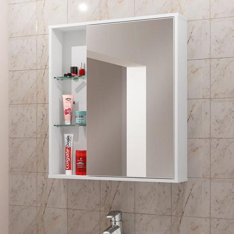 Armário de Banheiro com Espelho 01 Porta Miami Branco - Lyam Decor Menor preço em Armário de Banheiro com Espelho 01 Porta Miami Branco - Lyam Decor