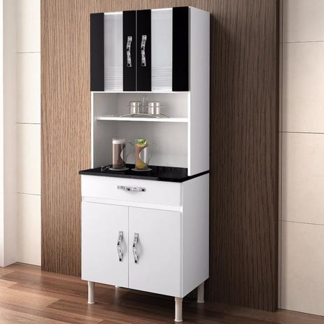 Menor preço em Armário de Cozinha 4 Portas 1 Gaveta Ventura CHF Branco / Preto