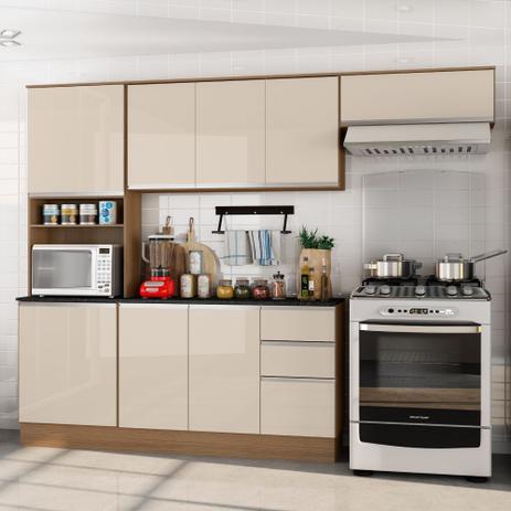 Armário de Cozinha Completa Paris 8 Portas 3 Gavetas Carvalho / Off White - Poliman Móveis Menor preço em Armário de Cozinha Completa Paris 8 Portas 3 Gavetas Carvalho / Off White - Poliman Móveis