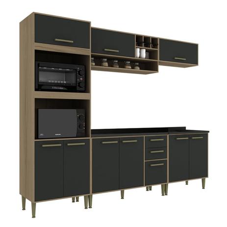 Armário de Cozinha Modulada Vitória CV003E - Avelã TX/Onix - Casa Menor preço em Armário de Cozinha Modulada Vitória CV003E - Avelã TX/Onix - Casa