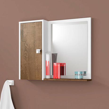 Armario Espelheira Genova Com Porta Cor Branco e Rustico - Moveis bechara Menor preço em Armario Espelheira Genova Com Porta Cor Branco e Rustico - Moveis bechara